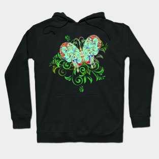 Decorative Green Butterfly Silhouette Art Hoodie